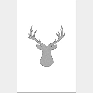 Deer - geometric pattern - gray and white. Posters and Art